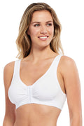 Carole Martin Full-Freedom Front Closure Wireless Cotton Bra-44 White