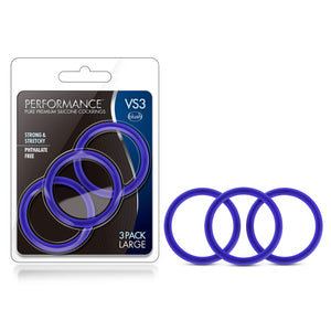 (D) PERFORMANCE VS3 PURE PREMI SILICONE COCKRINGS LARGE INDIGO