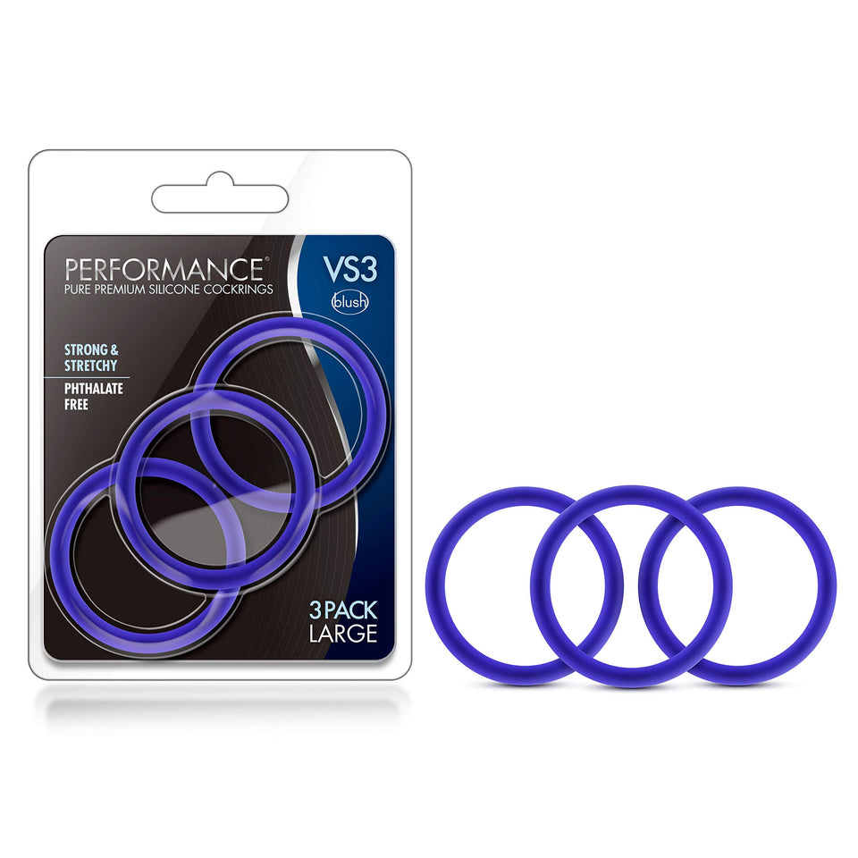 (D) PERFORMANCE VS3 PURE PREMI SILICONE COCKRINGS LARGE INDIGO