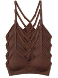 Kalon Womens 4 Pack Racerback Sports Bralette Seamless Wireless Comfort Bra (1X, 4PK Mocha)