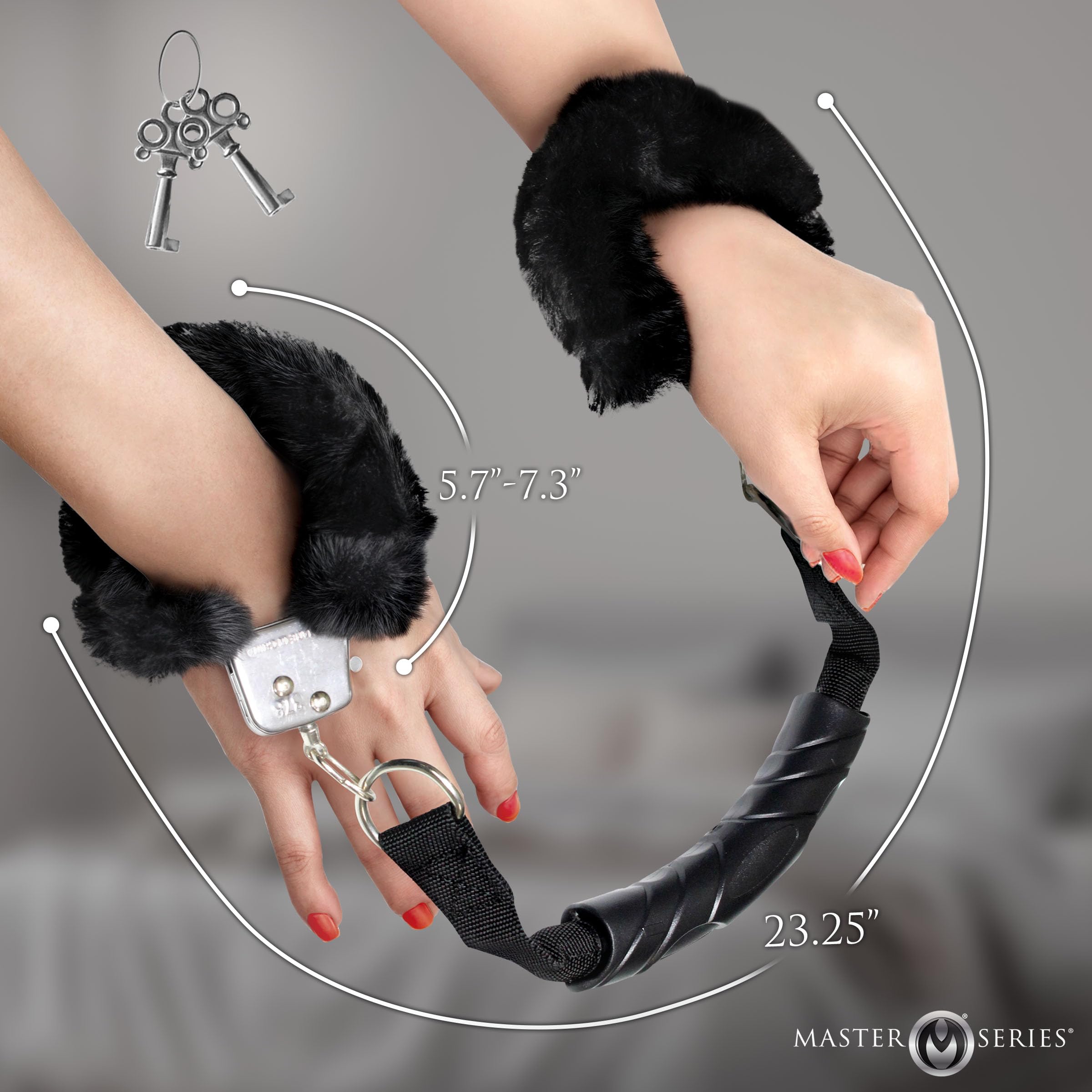 Master Series Furry Handcuffs w/ Handle