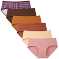 INNERSY Womens Underwear Cotton Hipster Panties Regular & Plus Size 6-Pack(Retro Plaid,X-Small)