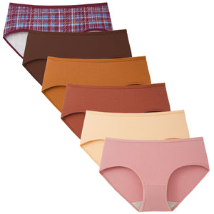 INNERSY Womens Underwear Cotton Hipster Panties Regular & Plus Size 6-Pack(Retro Plaid,X-Small)