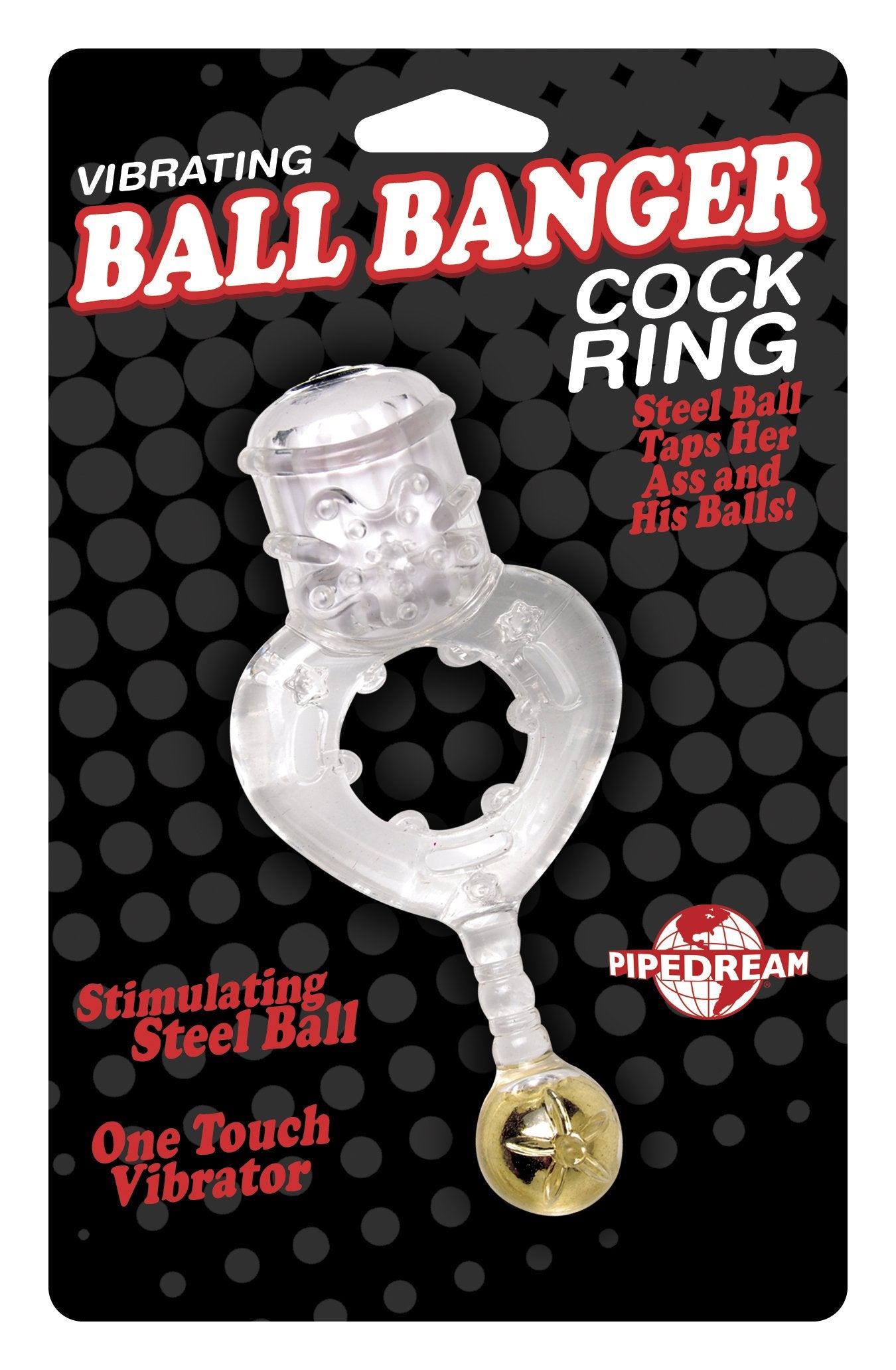 Pipedream Vibrating Ball Banger Cock Ring, Clear