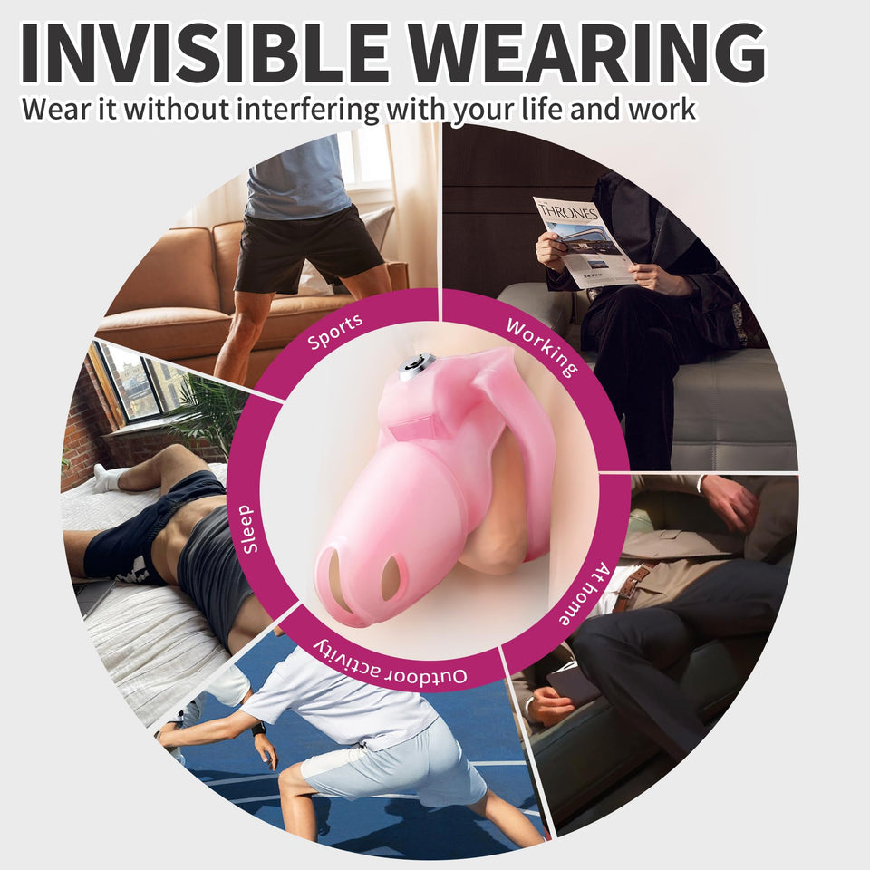 FYJENNICC HT-V5 Male Chastity Cage - Lightweight Resin Male Chastity Cage with Click&Lock Key | Ergonomic Design| Bondage Gear &