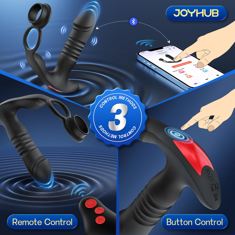 Lotene Prostate Massager Male Sex Toys for Men - 3IN1 Male Sex Toy with Dual Cock Ring, App & Remote Control Prostate Vibrator T