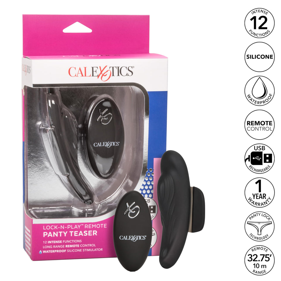 Calexotics Lock-N-Play 10 Function Rechargeable Vibrating Panty Teaser, Black