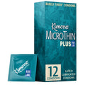 Kimono Microthin Plus Pack of 12 - Premium Lubricated Natural Latex Condoms | Ultra Thin with Extra Moisture and AquaLube, Vegan