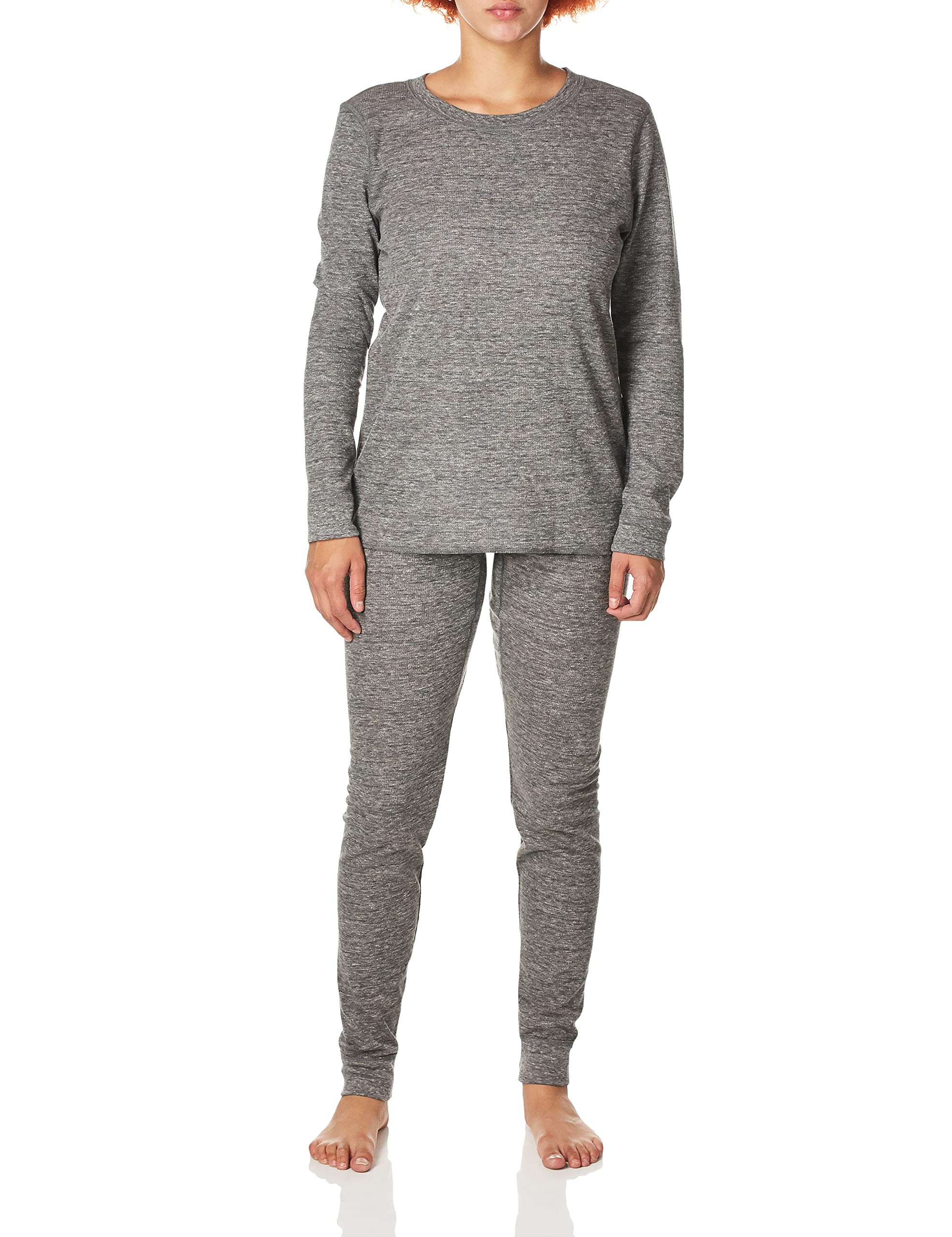 Fruit of the Loom Womens Micro Waffle Premium Thermal Set, Smoke Heather, Small