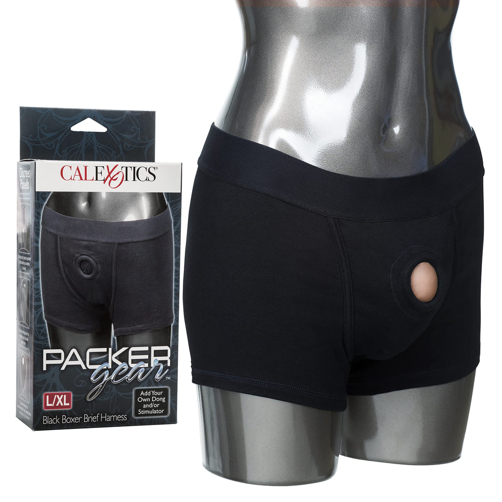 California Exotic Novelties Packer Gear Black Boxer Brief Harness Large/X-Large, Black