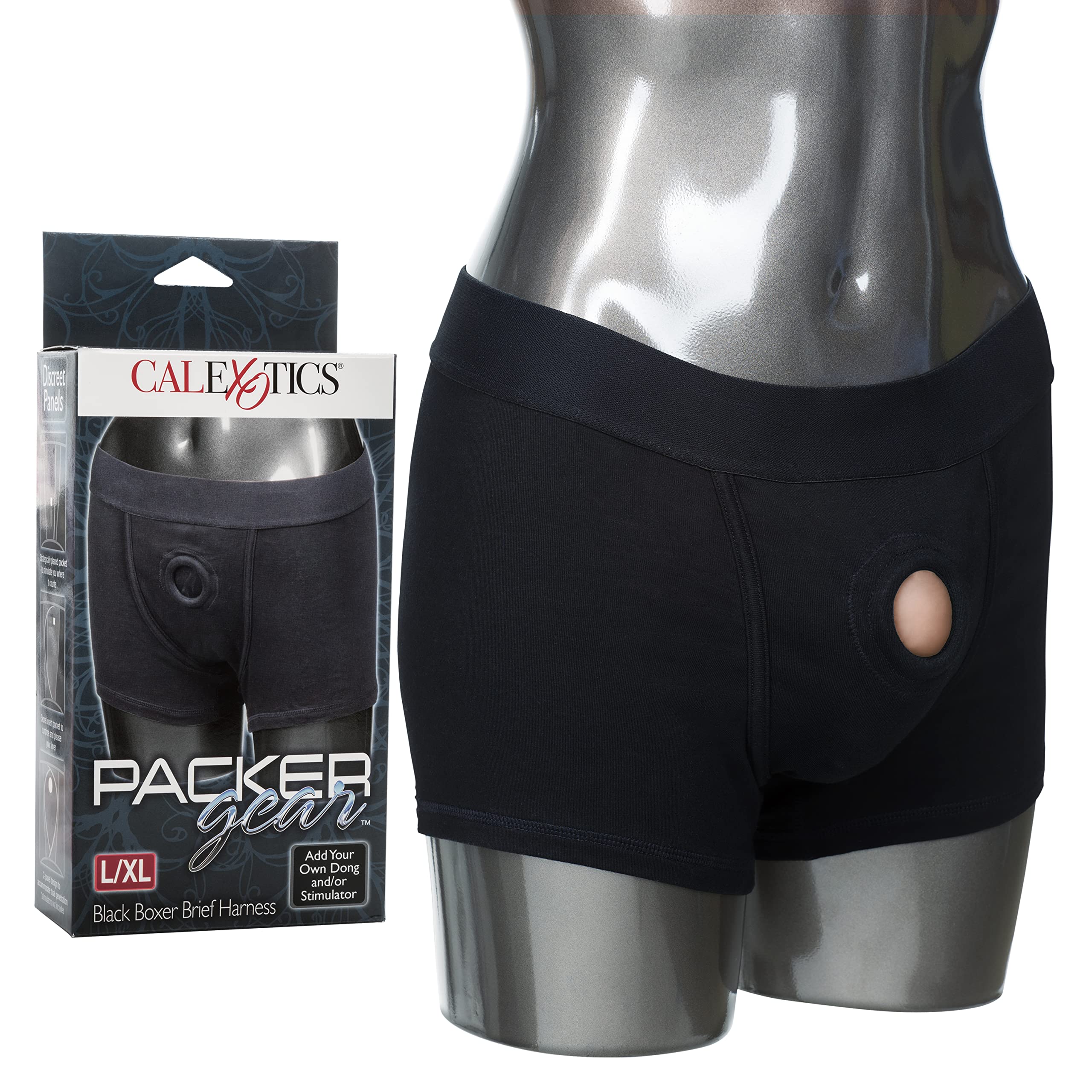 California Exotic Novelties Packer Gear Black Boxer Brief Harness Large/X-Large, Black