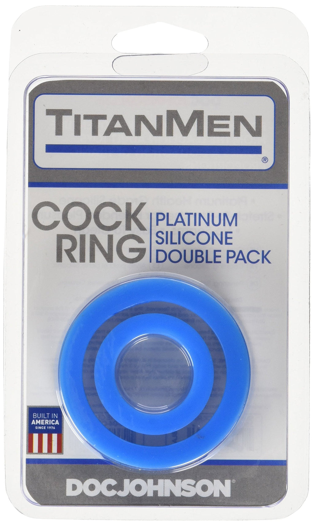 Doc Johnson Titanmen Silicone Cock Rings Double Pack, Blue