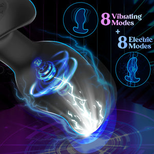 Vibrating Butt Plug Large Prostate Massager, Estim Anal Plug Male Anal Sex Toys, 8 Electric Shock & Vibrating Anal Dildo Vibrato
