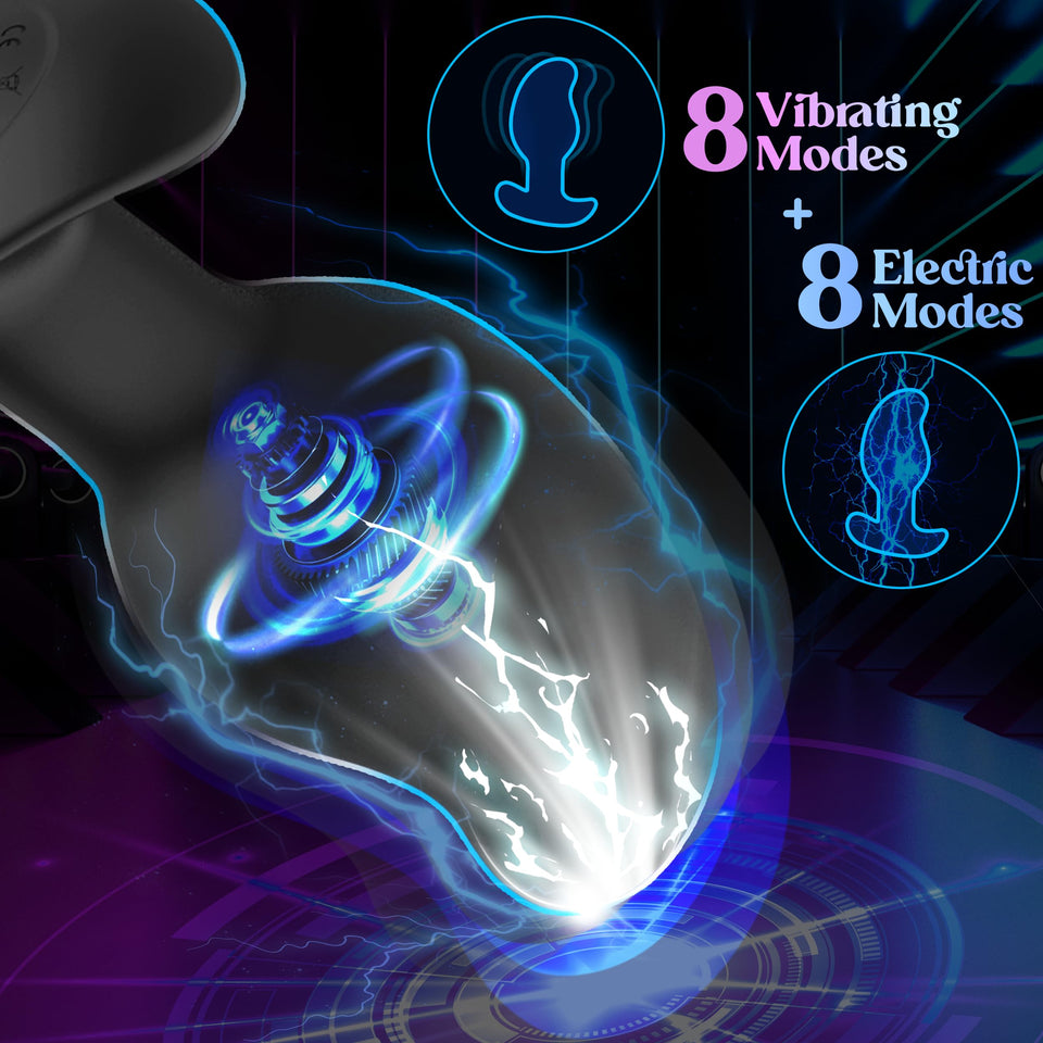 Vibrating Butt Plug Large Prostate Massager, Estim Anal Plug Male Anal Sex Toys, 8 Electric Shock & Vibrating Anal Dildo Vibrato