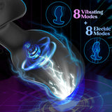 Vibrating Butt Plug Large Prostate Massager, Estim Anal Plug Male Anal Sex Toys, 8 Electric Shock & Vibrating Anal Dildo Vibrato