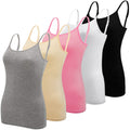 BQTQ 5 Pcs Basic Camisole Spaghetti Strap Camisole Tank Tops for Women and Girl (Black, White, Gray, Pink, Beige, XX-Large)