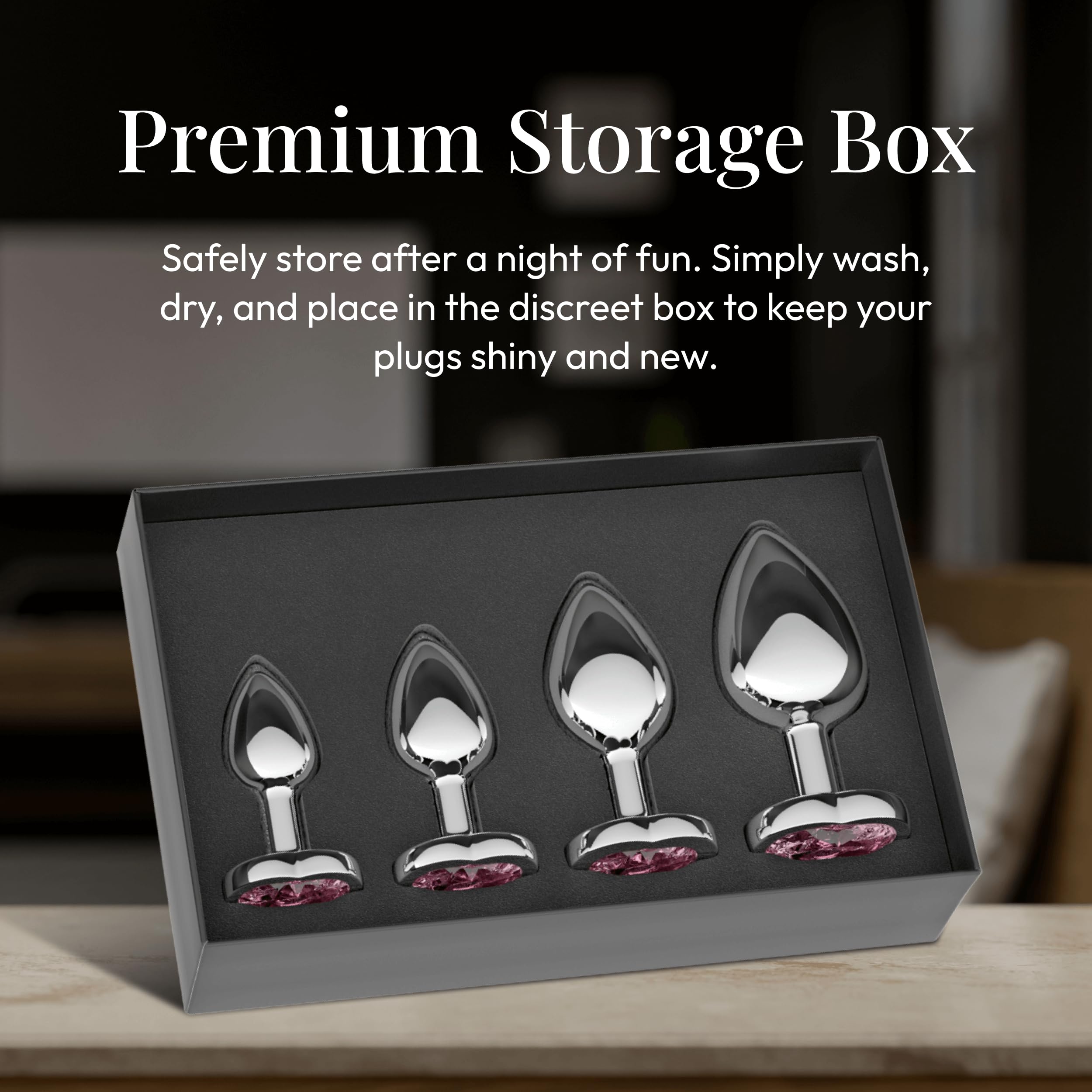 Session Jewel Butt Plug Beginner 4 Piece Set - Extra Small, Small, Medium, Large - Wide Base Prevents Slippage - Metal Anal Sex