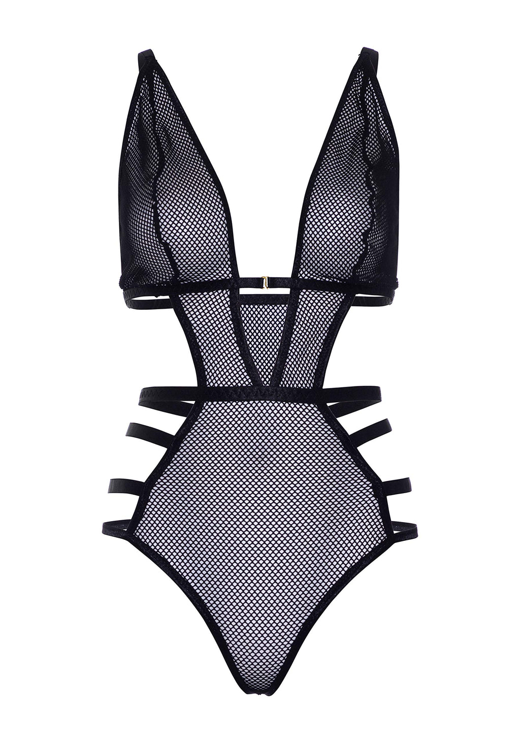 Fishnet Cut Out Strappy G-Stri - Medium / Black