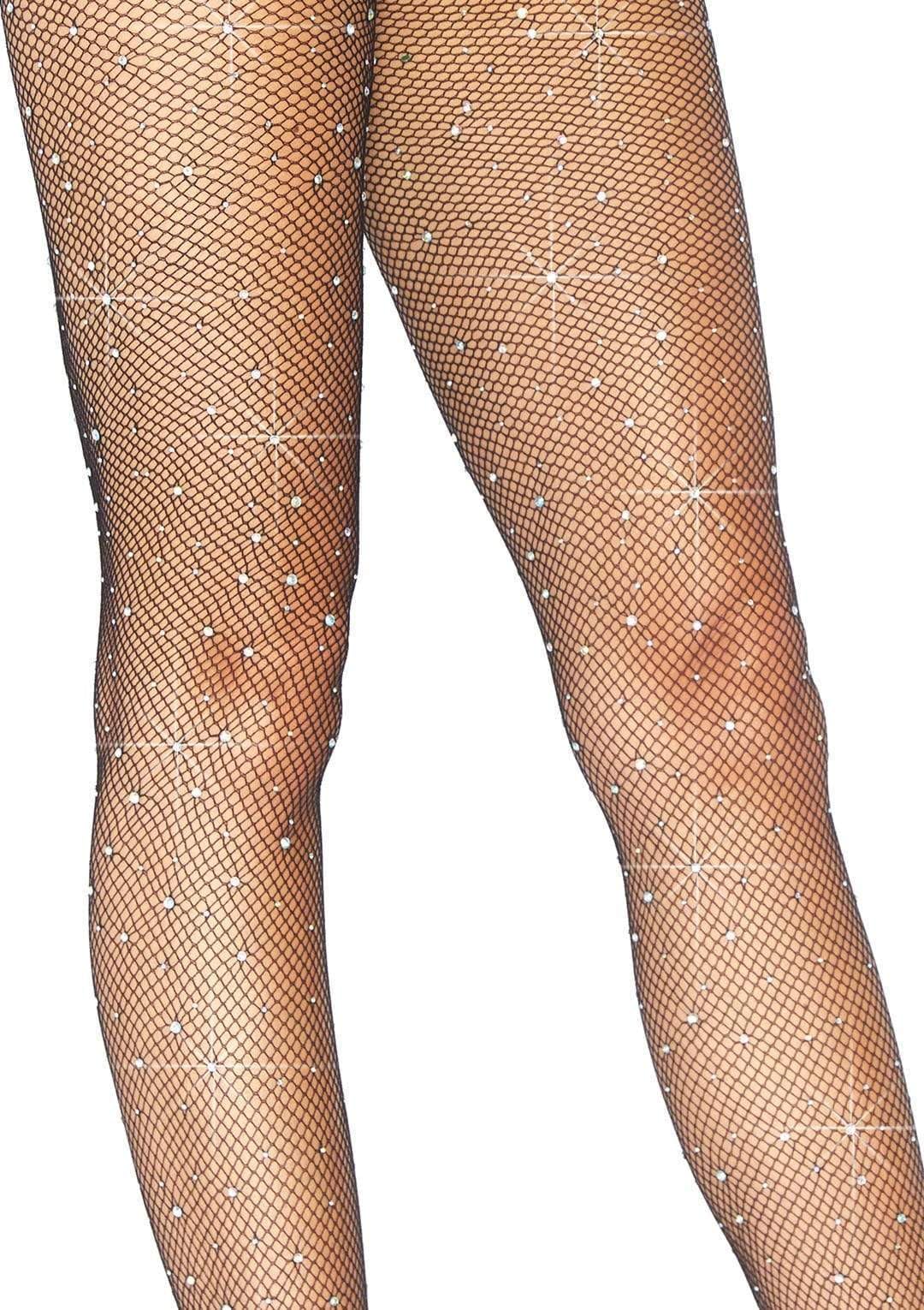Leg Avenue Fishnet Crystalized Tights Wit Black Color