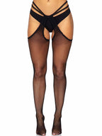 Scalloped Fishnet Strappy Suspender Hose.