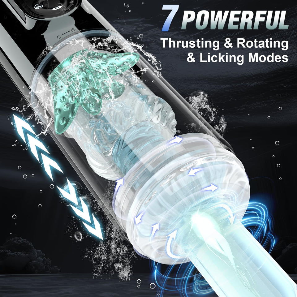 Automatic Male Masturbator Sex Toys for Men, Male Sex Toys Penis Pump with 7 Sucking & Vibrating & Thrusting & Rotating & Lickin