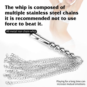Sm Toy Metal Iron Chain Sex Whip Couple Flirting Whip Adult Toys with Anal Plugs BDSM Training Toy (Silvery)