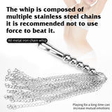 Sm Toy Metal Iron Chain Sex Whip Couple Flirting Whip Adult Toys with Anal Plugs BDSM Training Toy (Silvery)