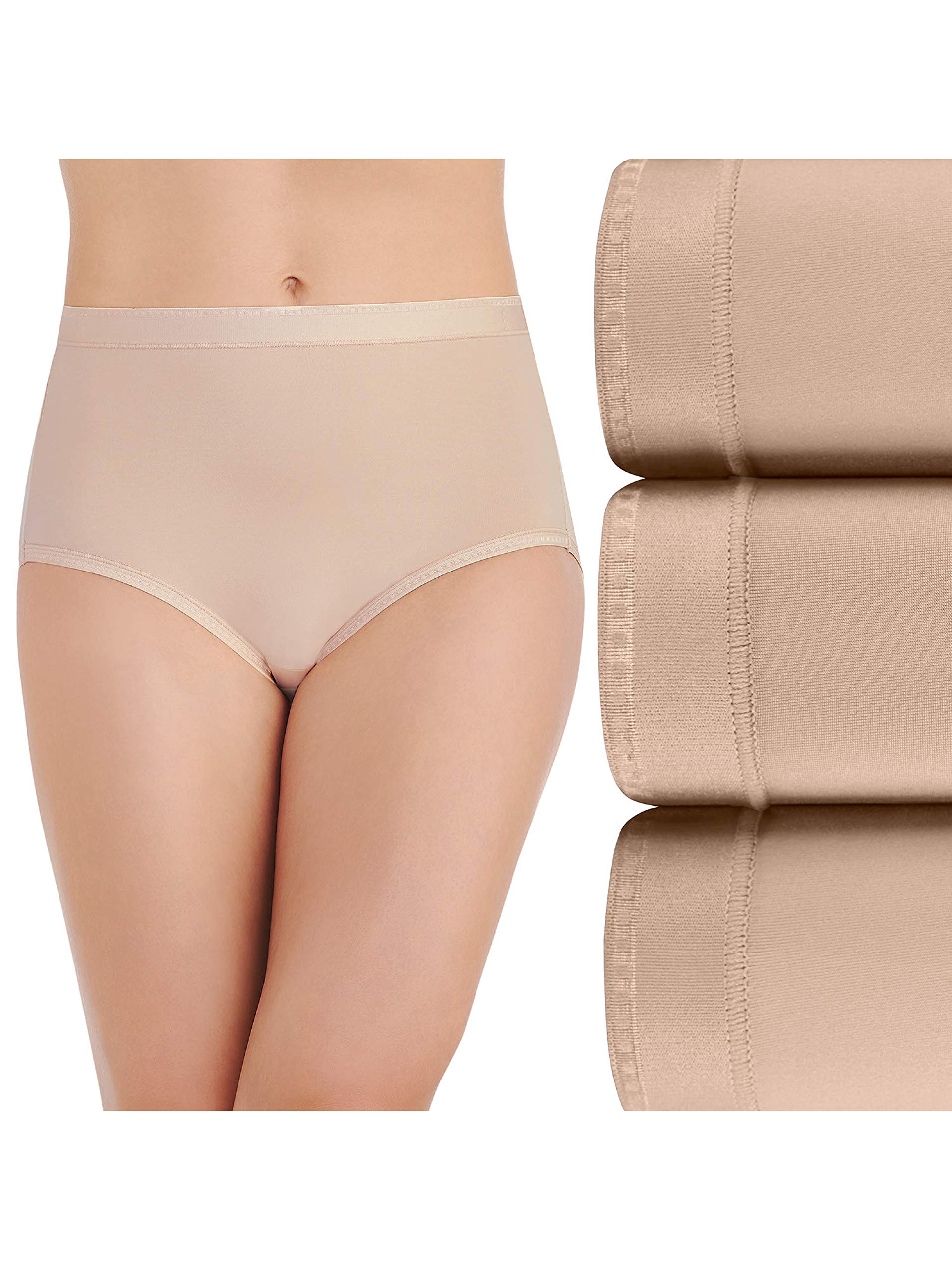 Vanity Fair Womens Comfort Where It Counts No Ride Up Panties, Brief-3 Pack-Neutral, 10