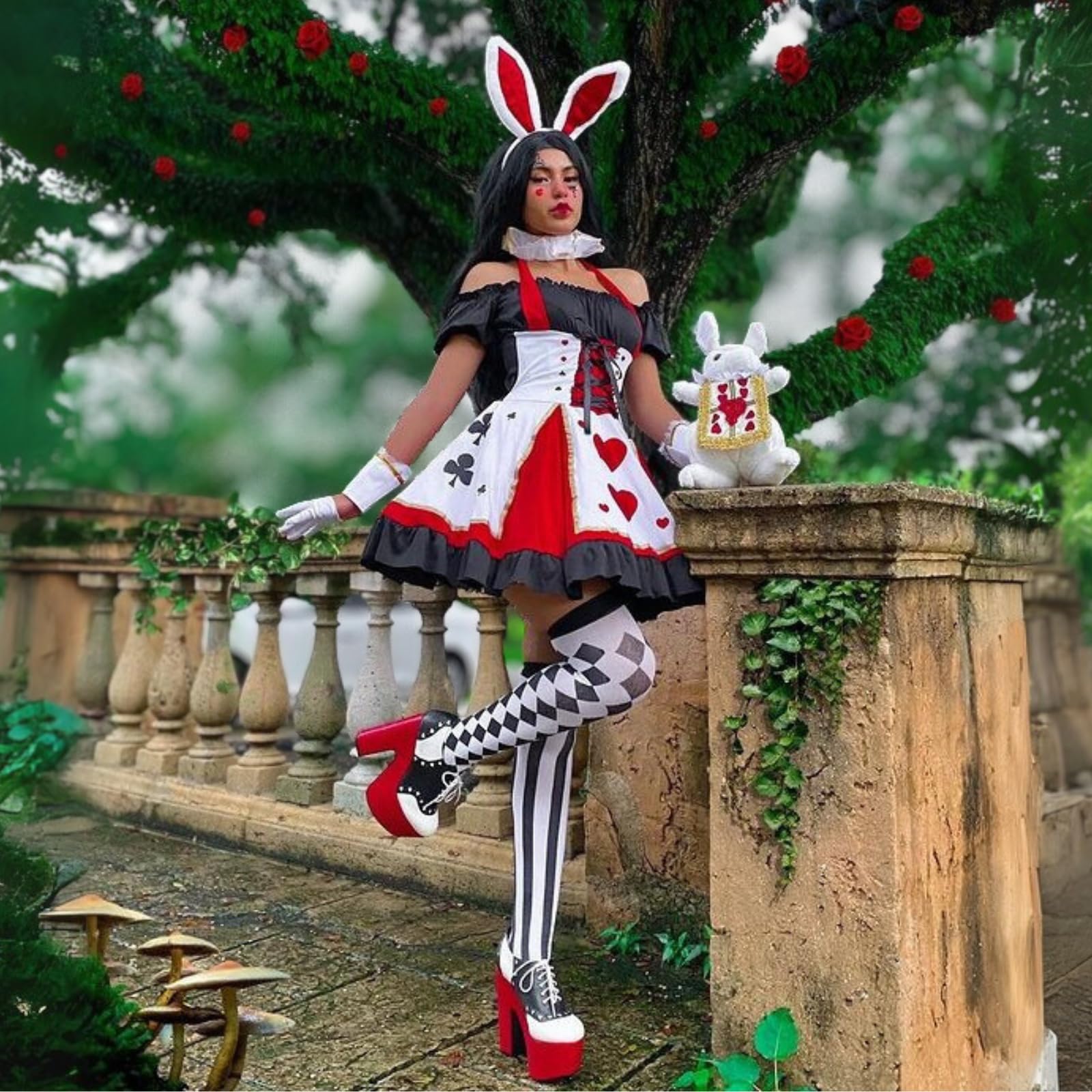 2Pc. Pretty Playing Card Costume  Includes Dress And Neck Piece Sml/Med Red/Black