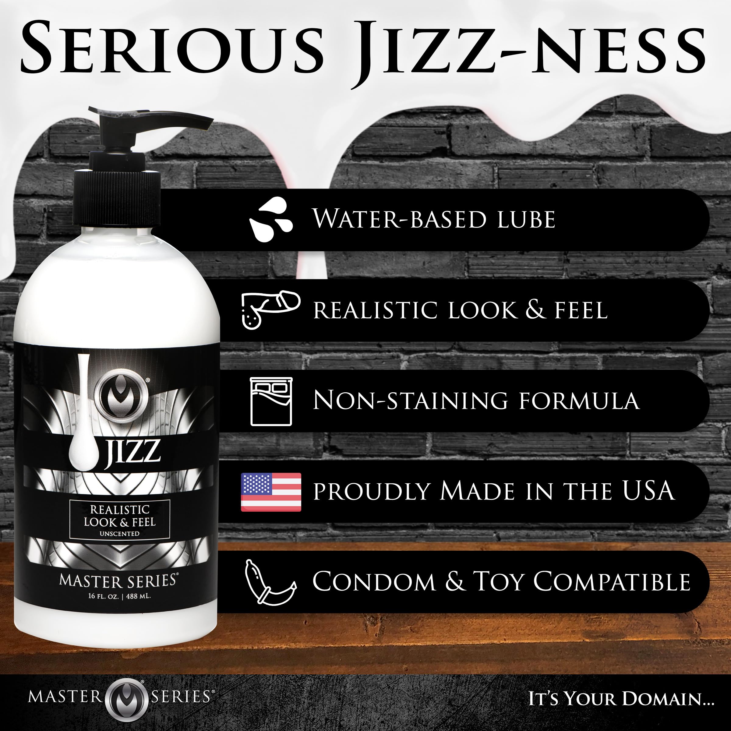 Master Series Jizz Unscented Water-Based Body  Glide - 16 Oz