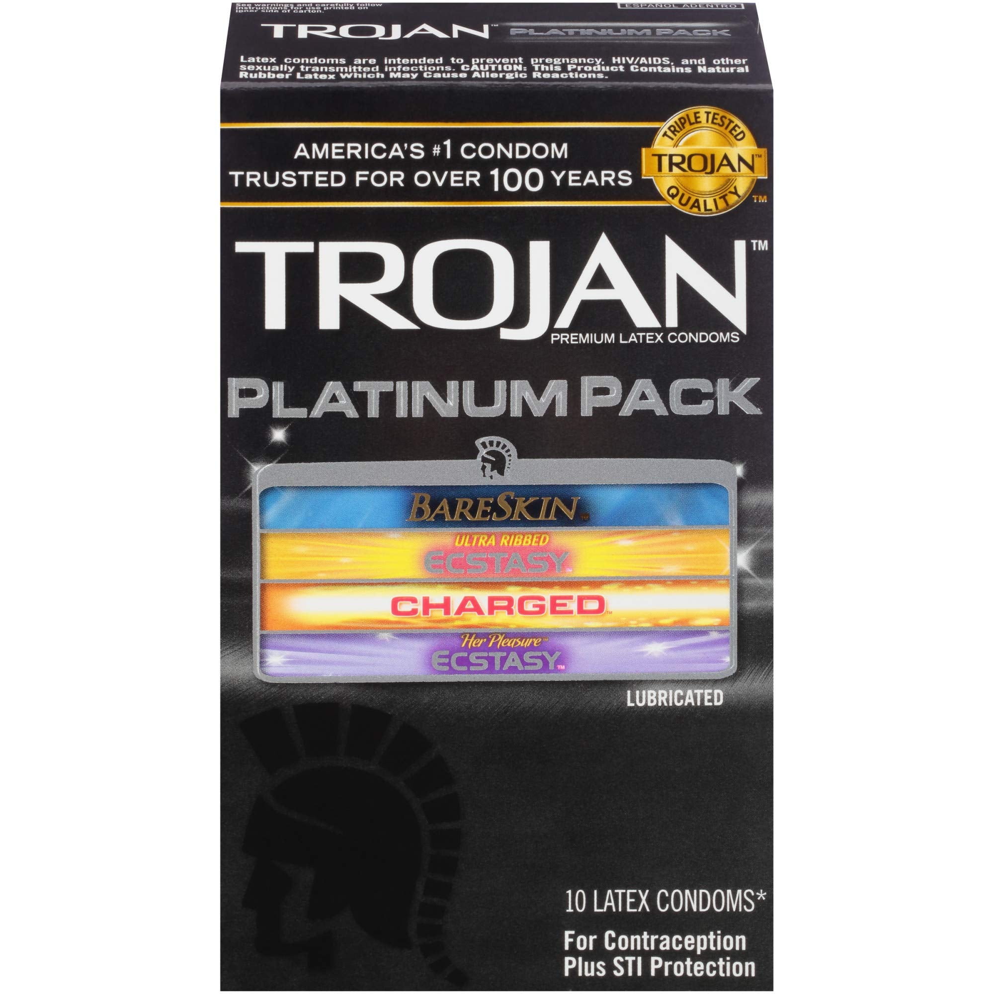 Trojan Platinum Pack Lubricated Condoms, 10Ct