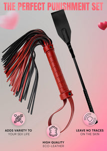 DERINODEM BDSM Sex Set Flogger 20'' Crop 18'' Adult Sex Play Adult Bondage Set Whip, Leather Sex Crop, BDSM Set Sex Paddle BDSM
