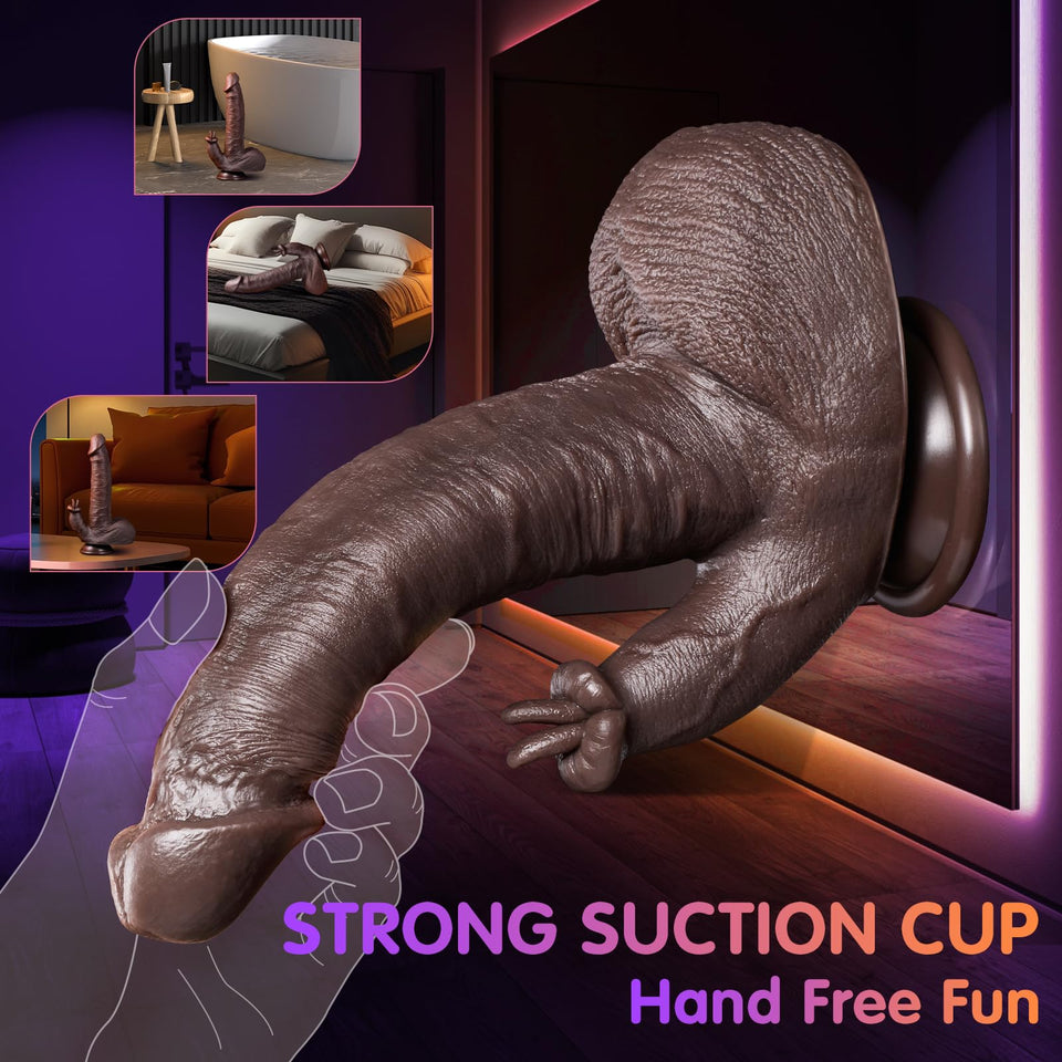 JNHHX Thrusting Dildo Vibrator Sex Toys - 5-in-1 Silicone Suction Cup Black Dildo with 10 Thrusting, 10 Vibration & Heating Lick