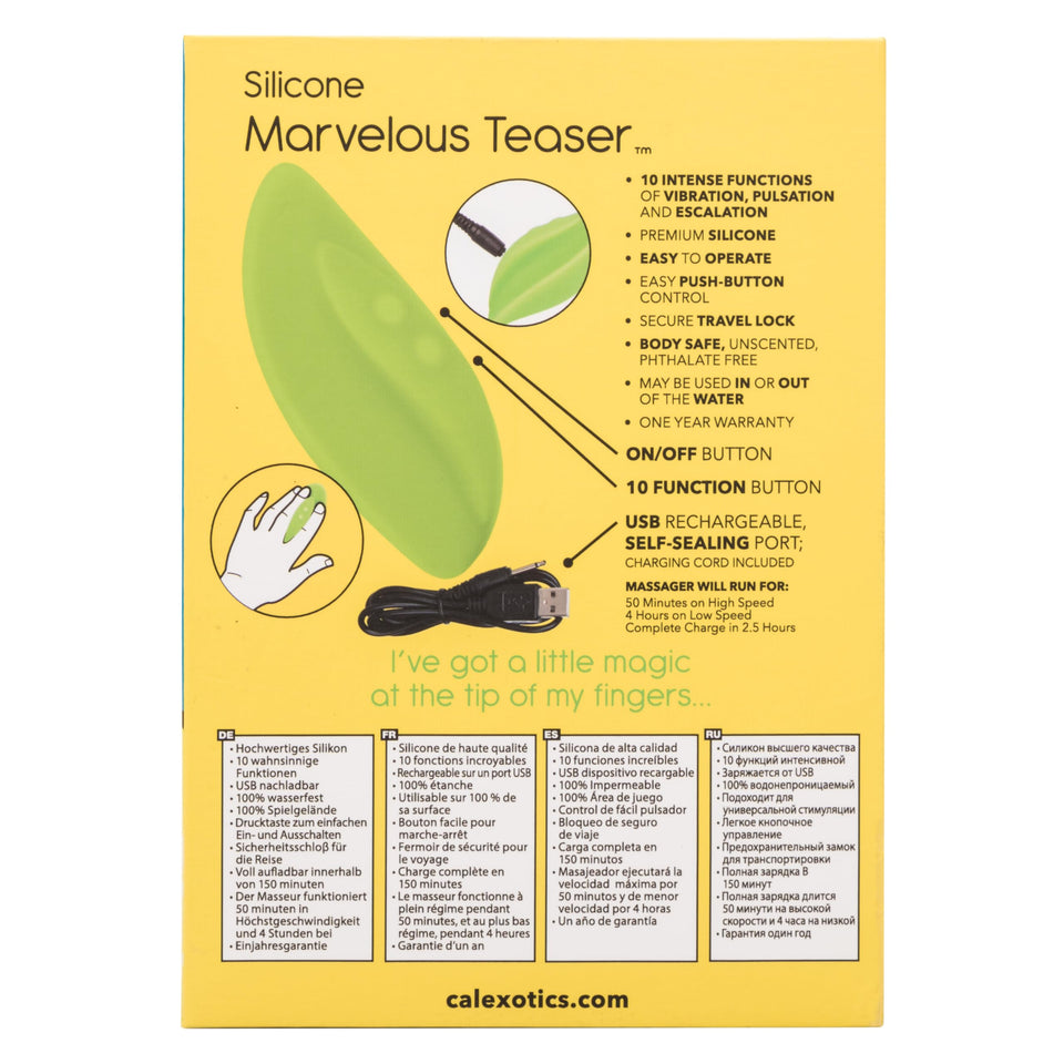 Calexotics Mini Marvels Marvelous Teaser - Silicone Waterproof Compact Massager Vibrator - 10 Function Rechargeable Vibe - Adult