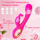 Rabbit Vibrator Sex Toys for Women, Ablushgirl G Spot Clitoral Anal Nipple Vibrating Realistic Dildo Stimulator with 7 Powerful