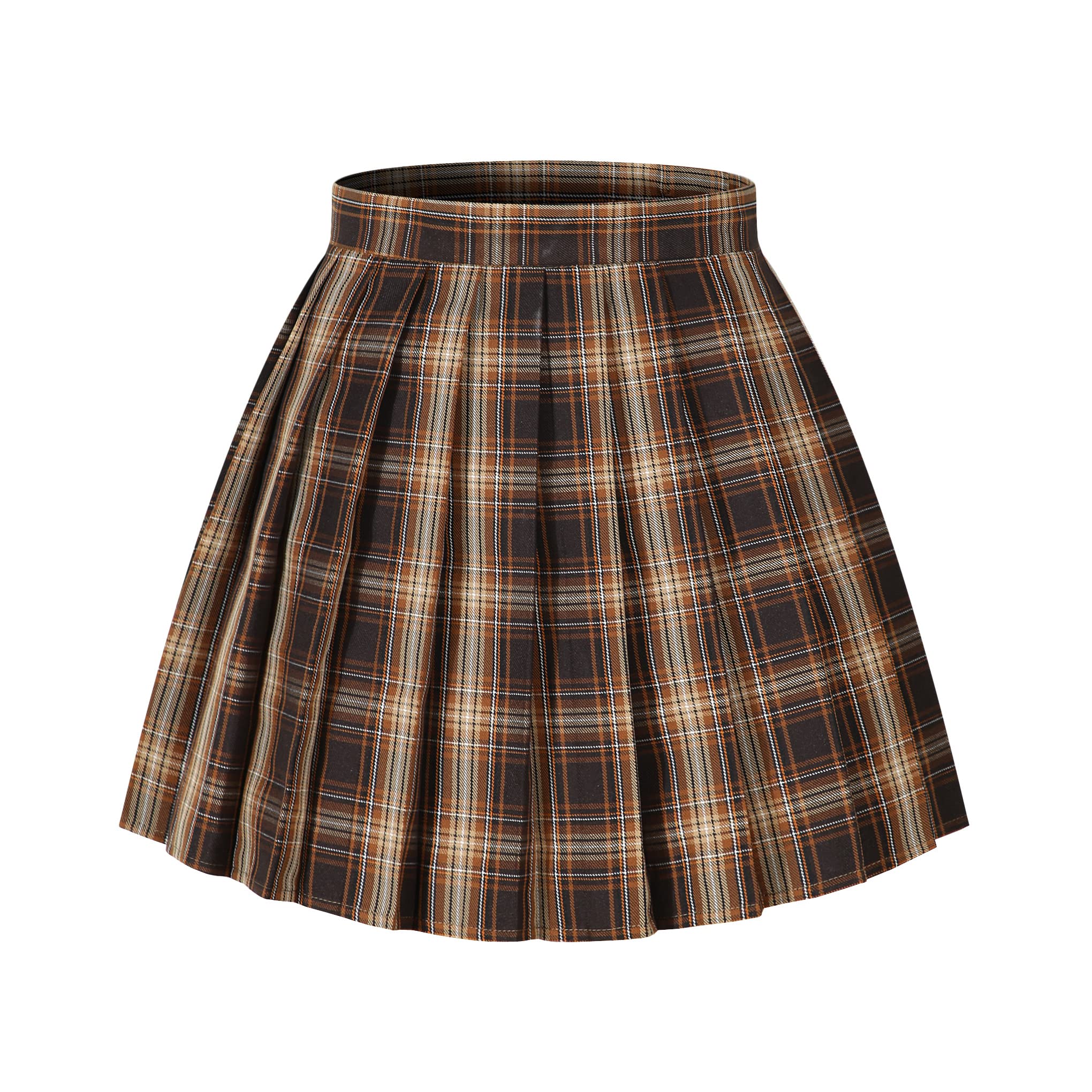 Beautifulfashionlife Girls High Waist A-Line Pleated Japan Anime Skirts Costumes (Dark Brown Mixed White 7-8Years)