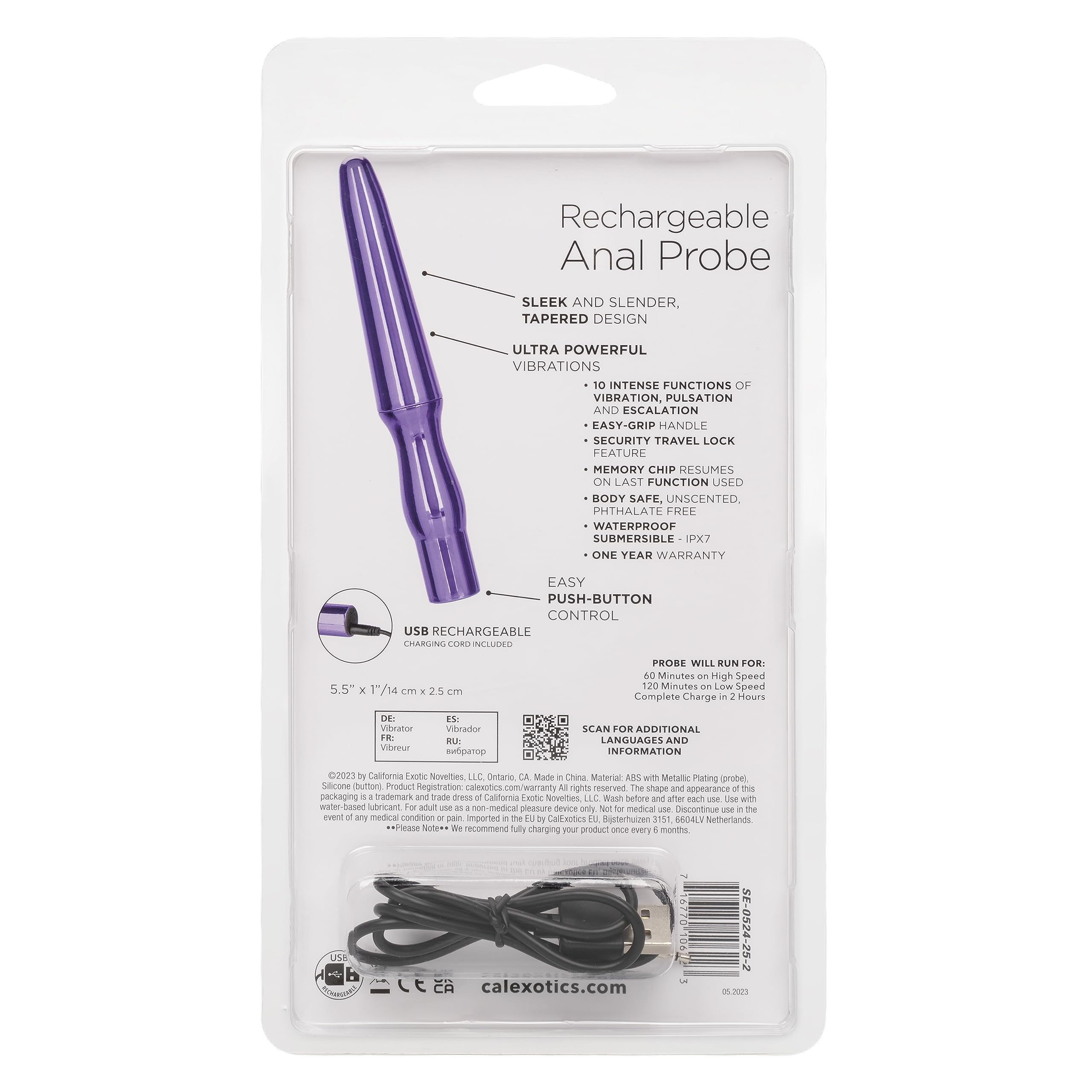 Rechargeable Anal Probe Metallic Purple