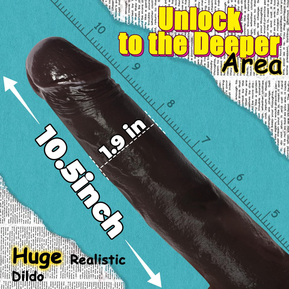 Huge Dildo,10.5 Inch Realistic Movable Foreskin Black Dildos,Long Thick Penis Dildo Adult Sex Toys for Women,Double Liquid Silic