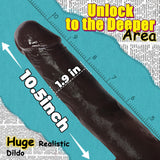 Huge Dildo,10.5 Inch Realistic Movable Foreskin Black Dildos,Long Thick Penis Dildo Adult Sex Toys for Women,Double Liquid Silic
