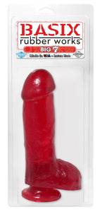 Basix Big 7'' Dong With Suction Cup, Red