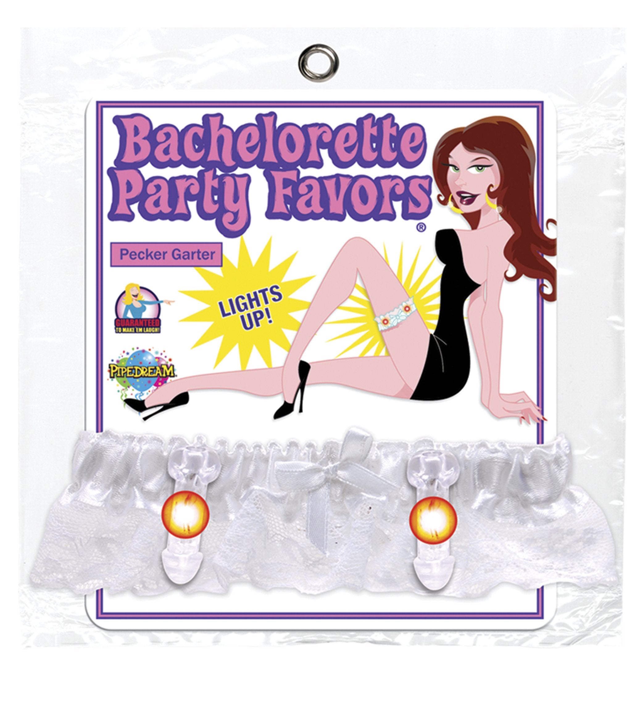 Pipedream Bachelorette Party Light Up Pecker Garter, White