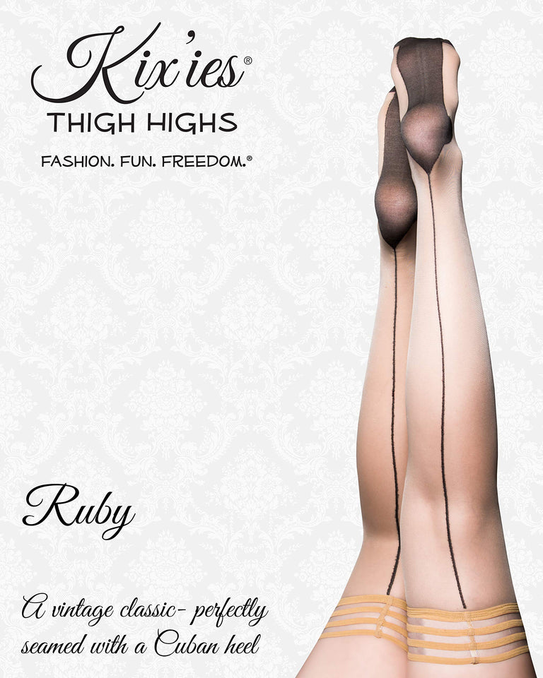 Ruby - Cuban Heel Thigh High - Size A - Nude