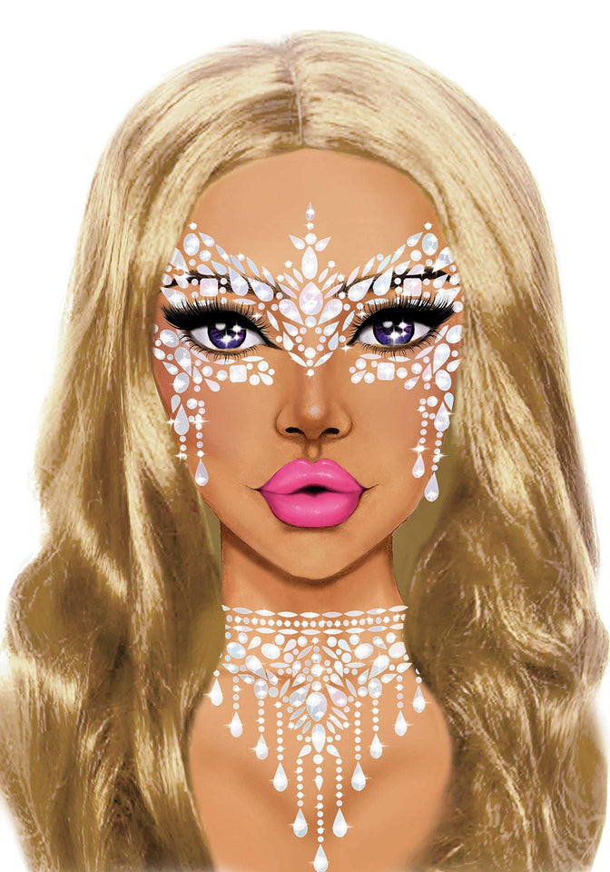 Masquerade Adhesive Face Jewel - O/S / Clear
