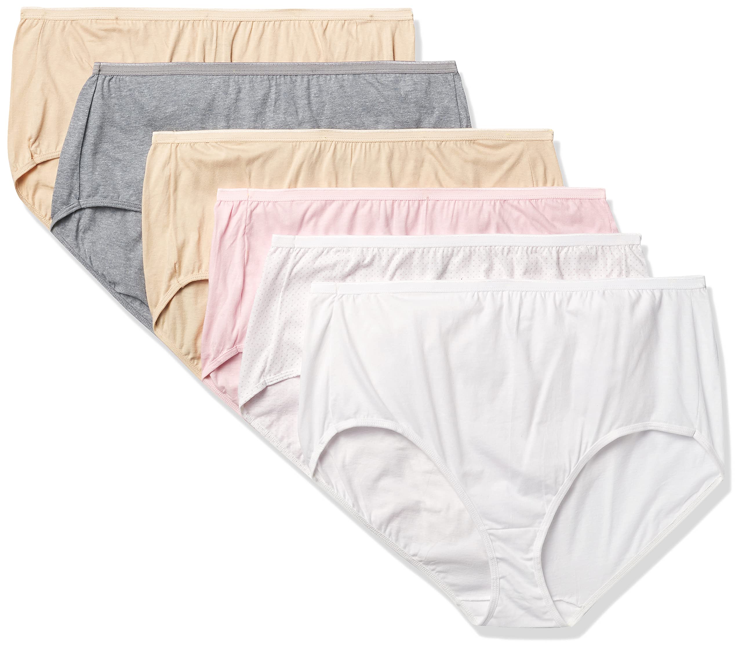 Just My Size Womens Cool Comfort Cotton High Brief 6-Pack, Assorted 2, 10