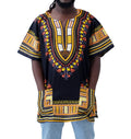 DAIKI Dashiki Cotton Shirt African Tribal Kaftan Boho Caftan Unisex, Medium, Dashiki - Black Yellow