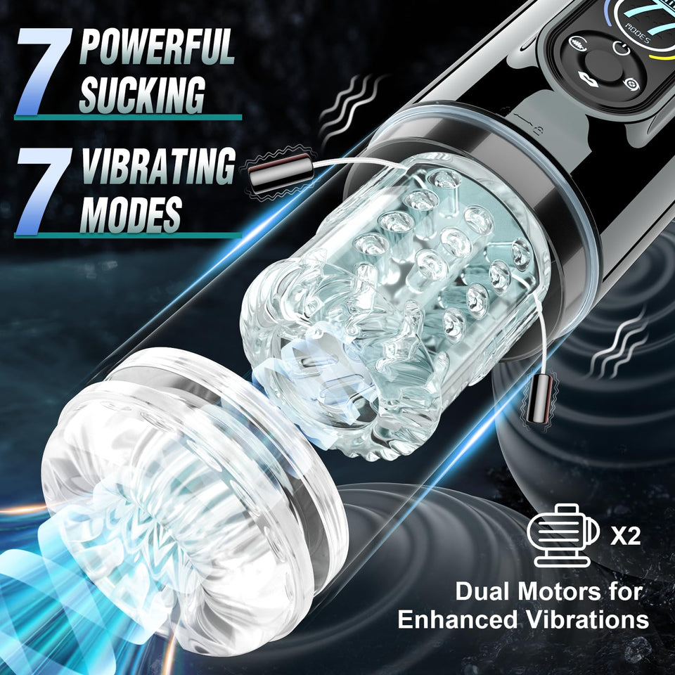 Automatic Male Masturbator Sex Toys for Men, Male Sex Toys Penis Pump with 7 Sucking & Vibrating & Thrusting & Rotating & Lickin