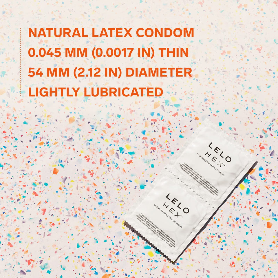 Lelo Hex Original Ultra Thin Condoms With Increased Strength, Male Condom, Lubricated Condoms For Men, 2.12-Inch/54 Mm Diameter