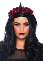 Leg Avenue Dark Velvet Unicorn Flower Hea Black/Burg Color