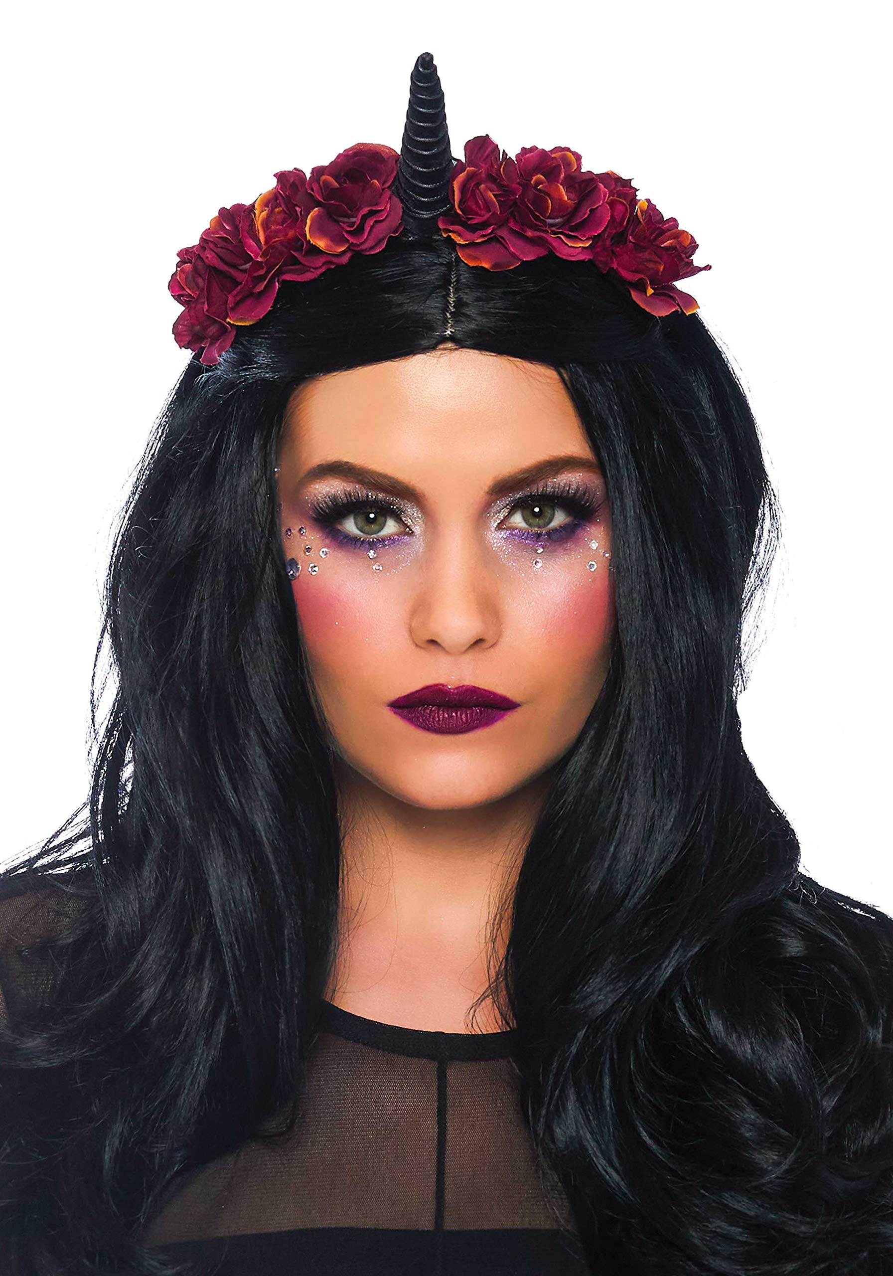 Leg Avenue Dark Velvet Unicorn Flower Hea Black/Burg Color