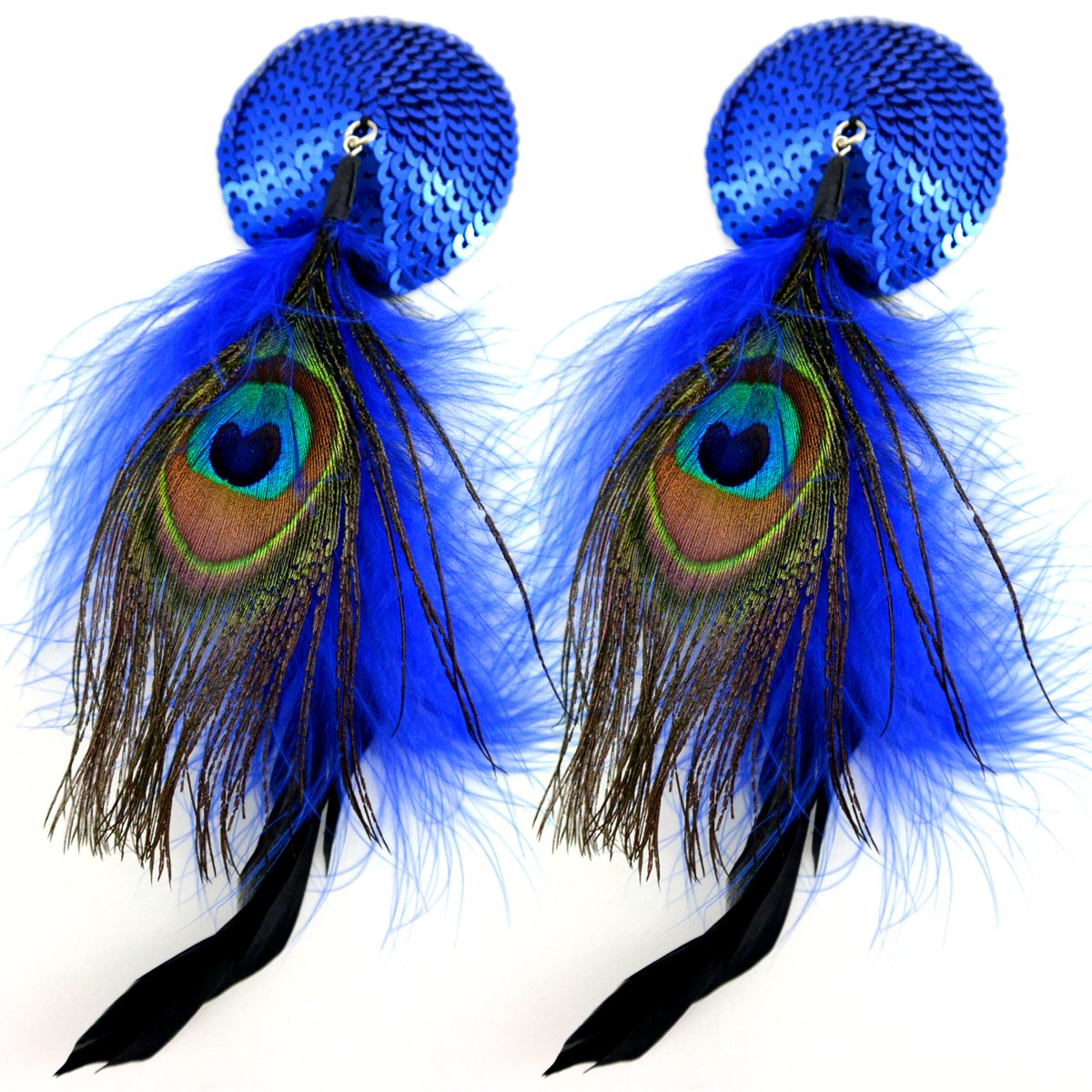 Bijoux De Nip Blue Round Pasties Feather
